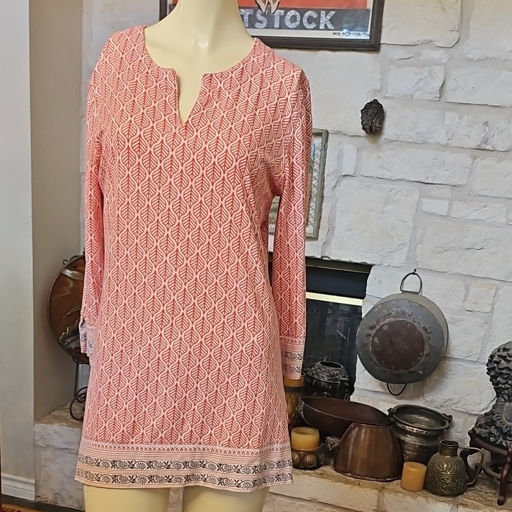 COOLIBAR Oceanside Tunic 3/4 Sleeve UPF 50+ UV Protection Coral Women’s Medium